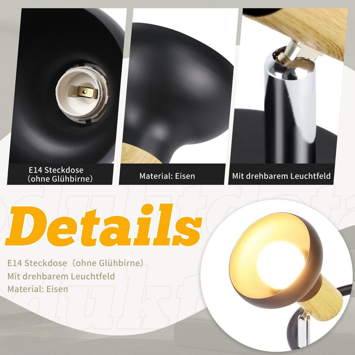 DECKENSTRAHLER Levalley 3-flammig 25/25/15.5cm - Schwarz, Metall (25/25/15.5cm) - Nettlife