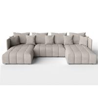 WOHNLANDSCHAFT Mersino Beige 353/180/83 cm – Wohnlandschaft fürs Wohnzimmer - Beige/Schwarz, Kunststoff/Textil (353/83/180cm) - AX Living