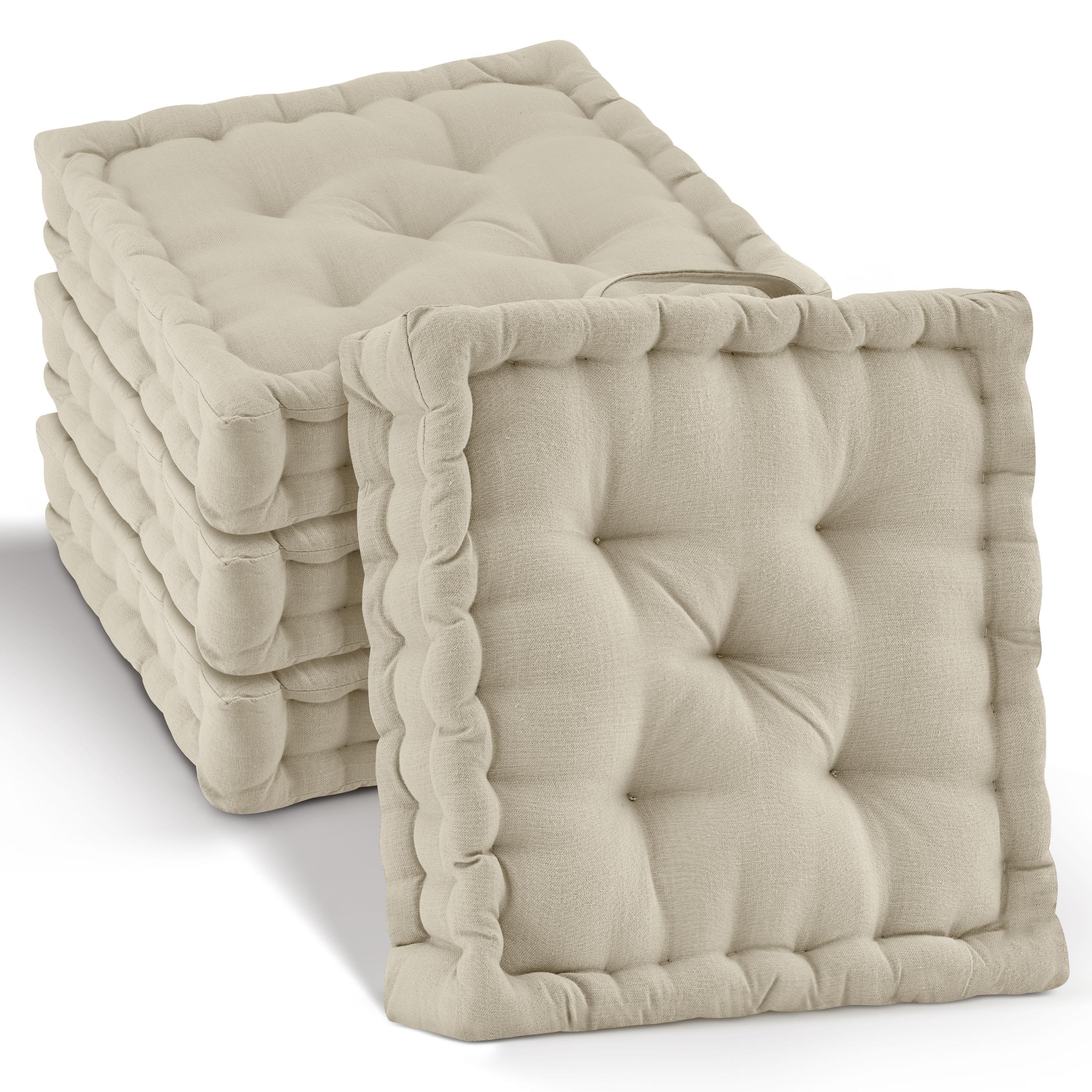 STUHLKISSEN Mila 50/50/10cm Leinen (4tlg) - Naturfarben, Textil (50/50/10cm) - Beautissu 