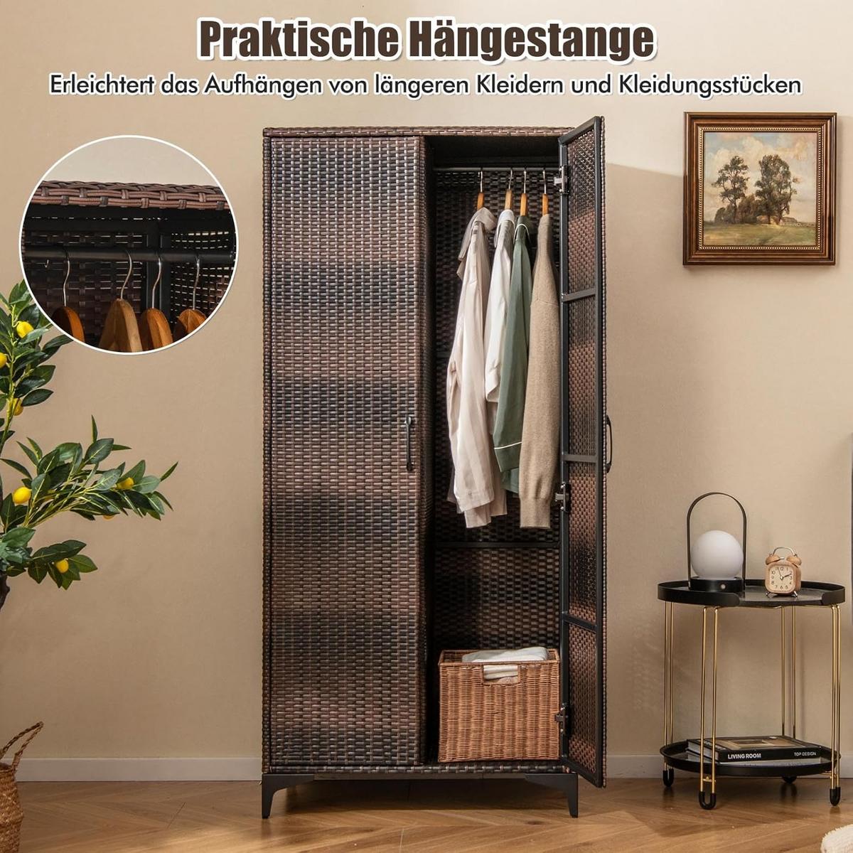 GARTENSCHRANK Braun - Braun, Kunststoff (72/157/50cm) - COSTWAY