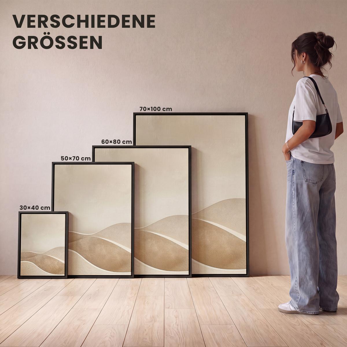 LEINWAND Bilder mit Rahmen - Beige - Natur - Abstrakt - Modern - 70x100 - Beige, Textil (70/100cm) - MuchoWow