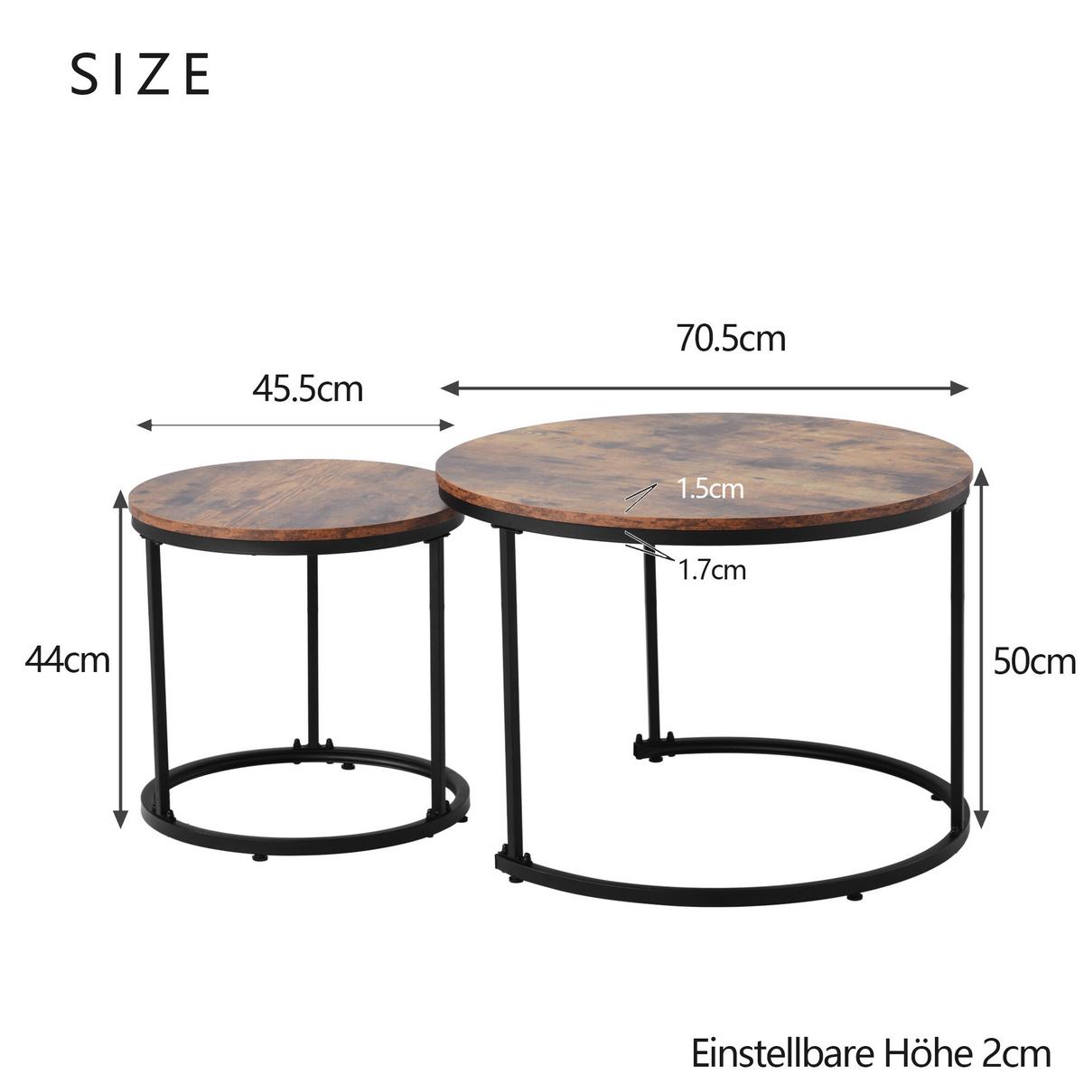 COUCHTISCH-SET 2er-set Holz- Und Schwarzeffekt - Schwarz, Holzwerkstoff/Metall (71/70/50cm) - Urban Meuble