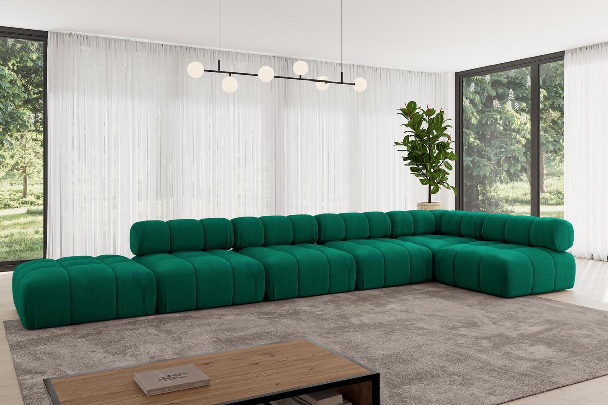 ECKSOFA modulares Sofa Favio-L3 - 475x190x70 cm Dunkelgrün Velours - Dunkelgrün, Holzwerkstoff/Textil (475/190cm) - ALTDECOR
