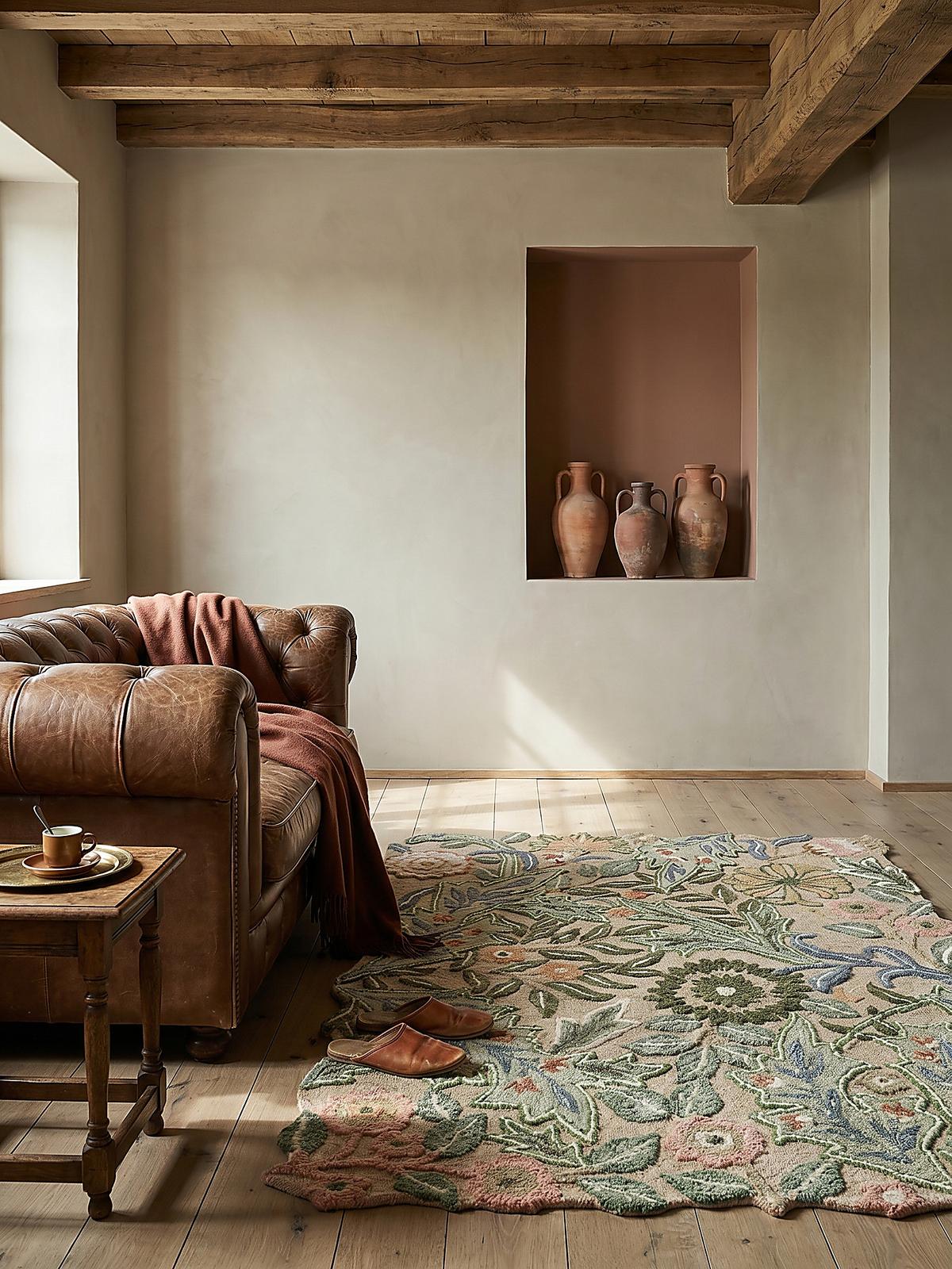 WOLLTEPPICH CHAR, floral, Grün, 120 x 170 cm - Grün, Textil (170/120cm) - KADIMA DESIGN