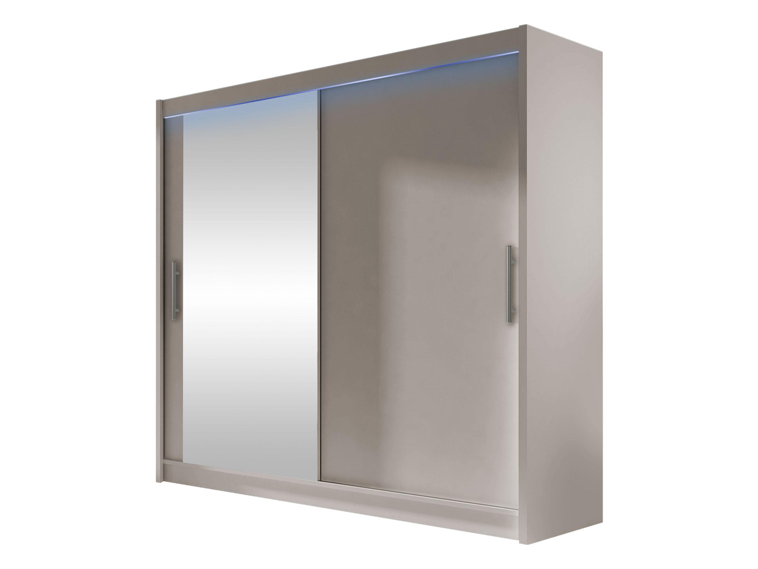 KLEIDERSCHRANK London VI, mit RGB LED Beleuchtung - Kaschmir/Silberfarben, Holzwerkstoff/Kunststoff (180/215/58cm) - MIRJAN24