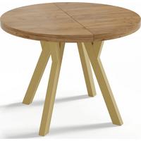 ESSTISCH Mateo runder ausziehbarer, Wotan Eiche 100-150/100/76 cm - Eiche Wotan/Goldfarben, Holz/Holzwerkstoff (100/150/76cm) - WFL GROUP