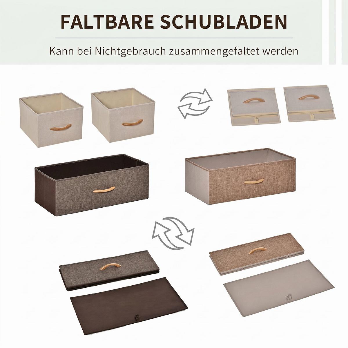 KOMMODE Leinen Metall Bunt - Multicolor/Naturfarben, Holz/Holzwerkstoff (29/78.5/58cm) - HOMCOM