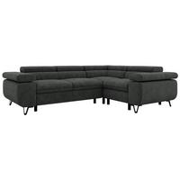 ECKSOFA ORSO L Dunkelgrau Stukture - Rechts Seite - Dunkelgrau/Schwarz, Textil/Metall (268/197cm) - MKS