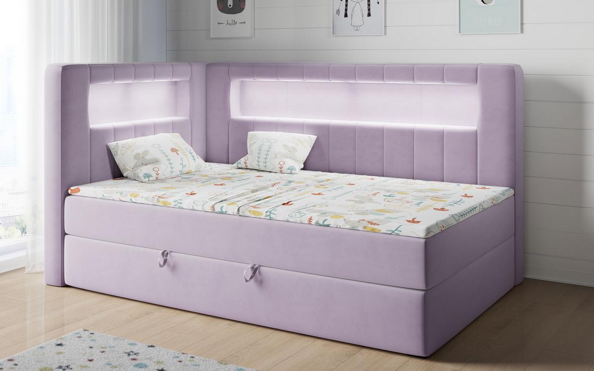 BOXSPRINGBETT JUNIOR GOLD 3 90/200 Violett - linke Seite - Violett, Holz/Textil (90/200cm) - MKS