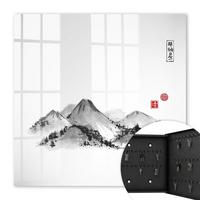 SCHLÜSSELBOX Schwarz 30x30 cm- Türöffnung nach rechts - Japanische Berge - Weiß, Metall (30/30/5cm) - TULUP