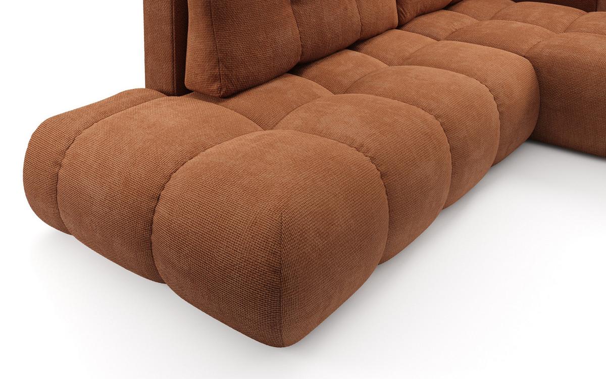 ECKSOFA DUCA R-S Orange Chenille mit Schlaffunktion - Dunkelorange, Holz (266.5/266.5cm) - MASSENO