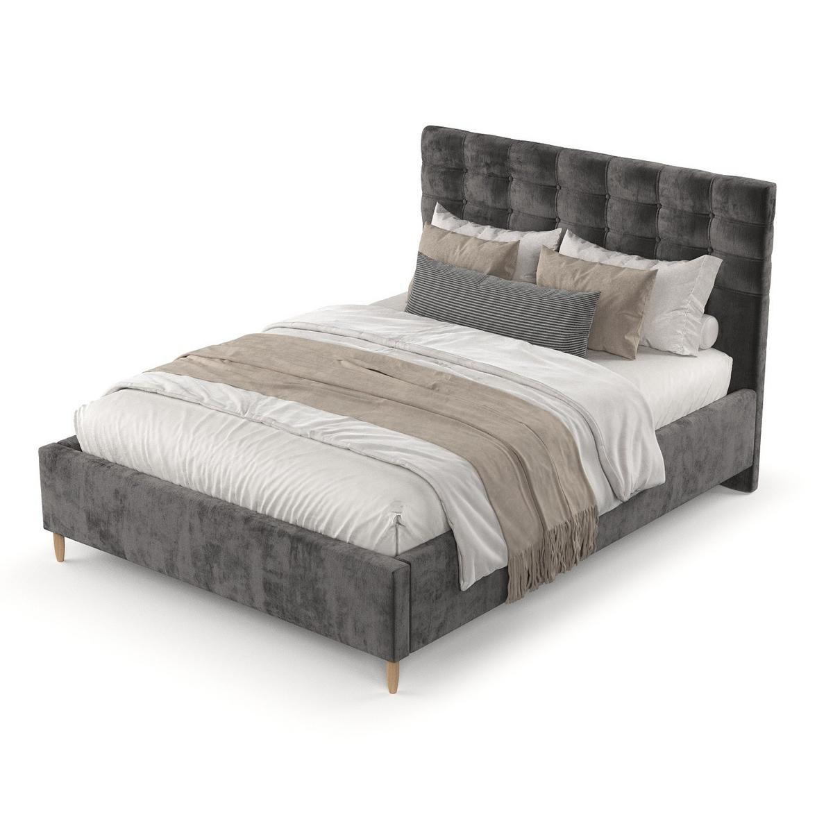POLSTERBETT Soma 160/200 cm Anthrazit im Lotta Stoff - Anthrazit/Naturfarben, Holz/Holzwerkstoff (160/200cm) - AltaBeds