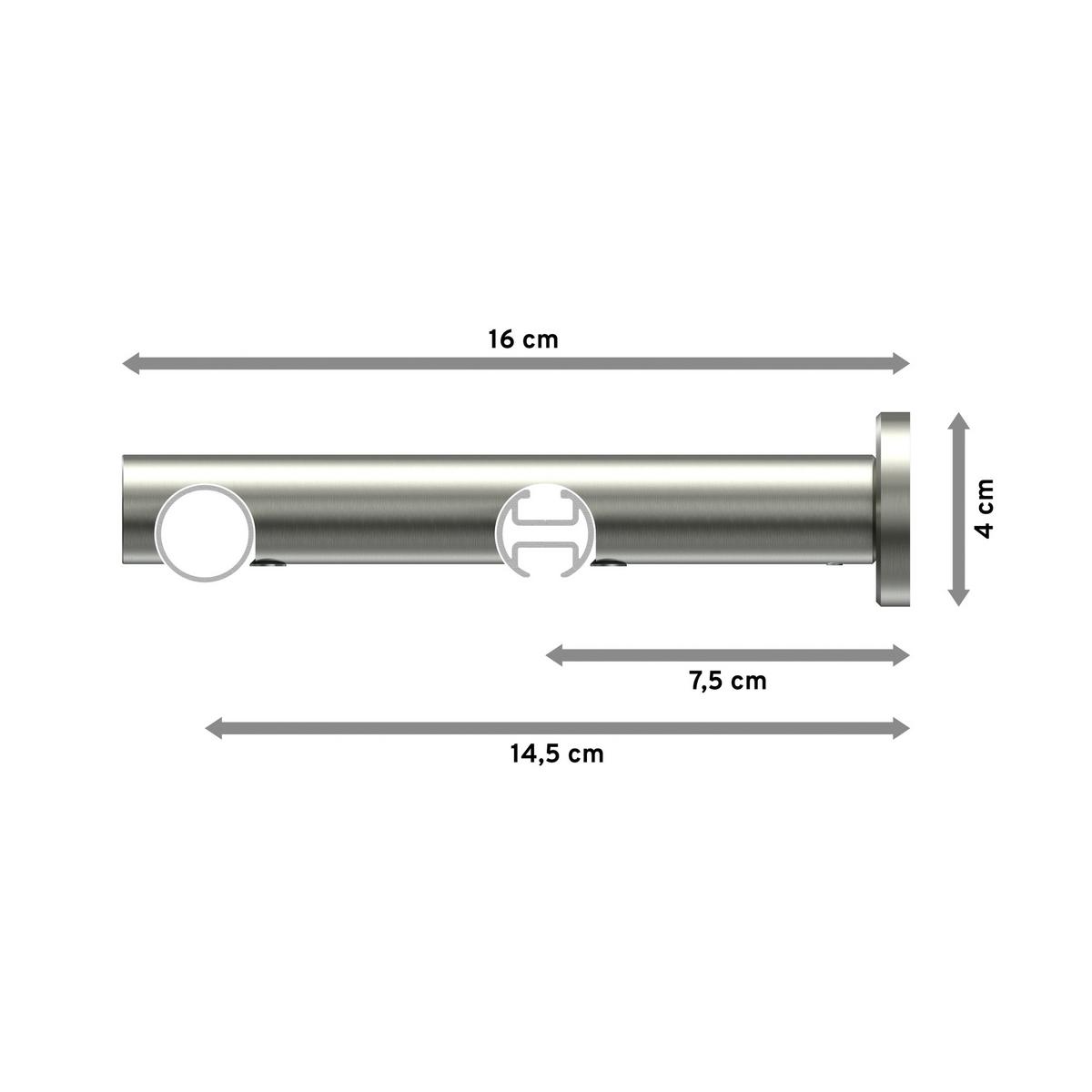 GARDINENSTANGE RUNDROHR-INNENLAUF Platon Luino 120 cm, 2-läufig, 20 mm Ø Edelstahl-Optik - Edelstahlfarben, Metall (120cm) - INTERDECO
