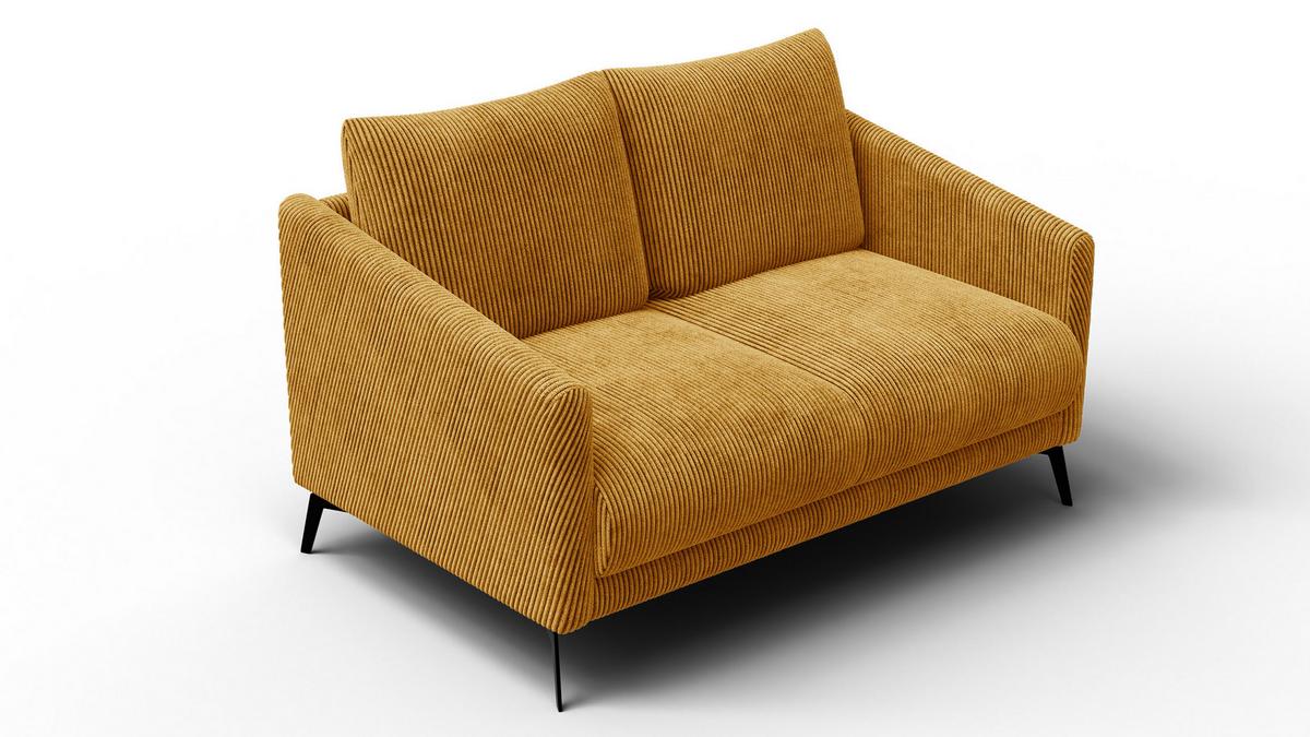 SOFA VILT 2-Sitzer, safran - Gelb/Schwarz, Holzwerkstoff/Textil (142/89/94cm) - Wozimo