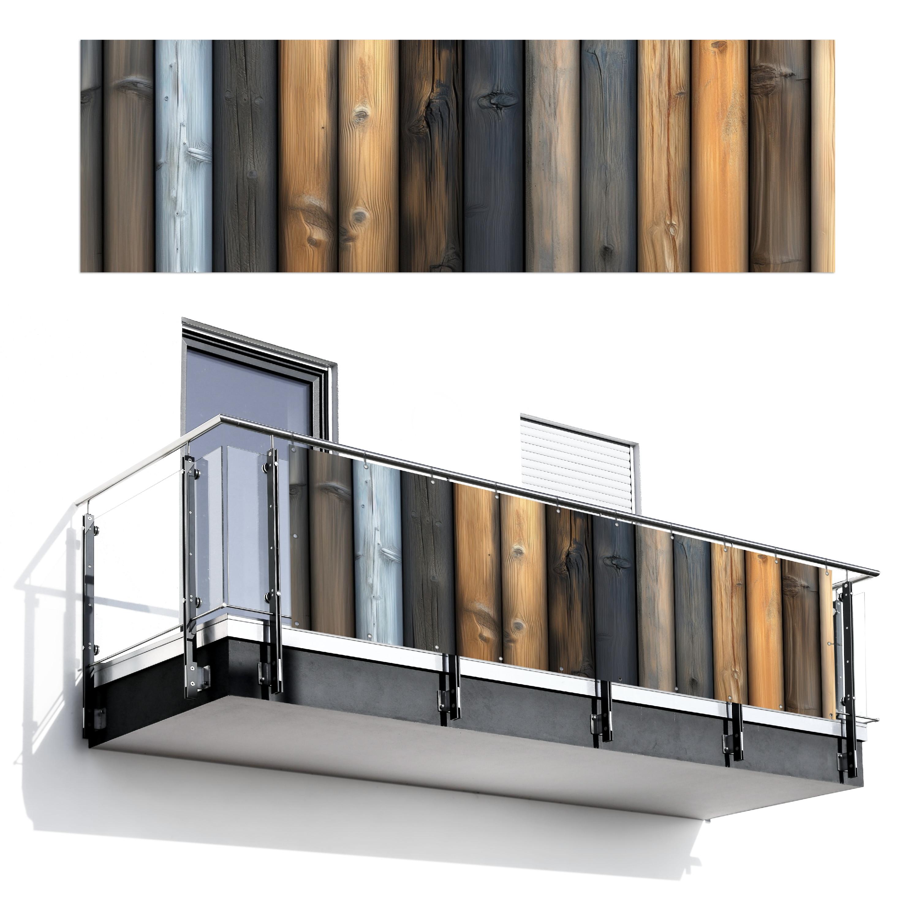 BALKON-SICHTSCHUTZ Holz - Dielen - Gemischt Windschutz 300x90 cm - Teakfarben, Kunststoff (300/90cm) - MuchoWow