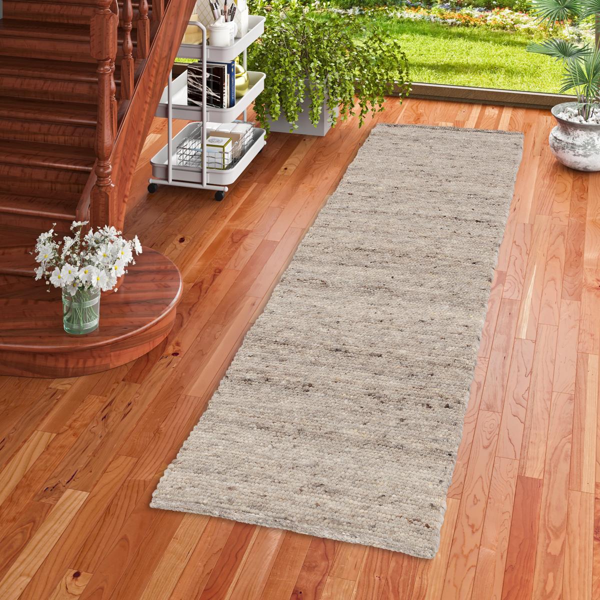 NATUR TEPPICH LÄUFER WOLLE ALASKA MELIERT - Braun, Textil (90/160cm) - Pergamon