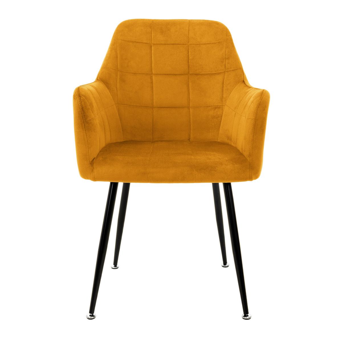 ESSZIMMERSTUHL 2er Set Senfgelb Samt - Gelb/Schwarz, Textil/Metall (60/84/58cm) - ML-DESIGN