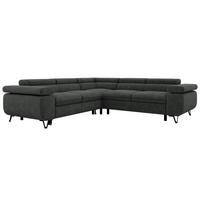 ECKSOFA QUADRO L - Dunkelgrau Stukture - Rechts Seite - Dunkelgrau/Schwarz, Textil/Metall (269/269cm) - MKS