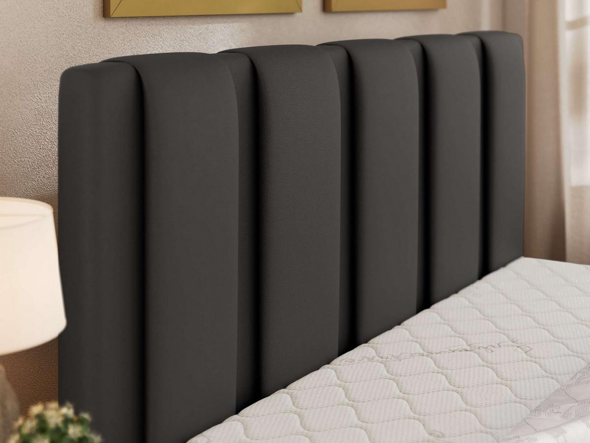 POLSTERBETT SAVINO CLASSIC 200/200 - Grau Kunstleder - Multipocket-Matratze - Dunkelgrau/Schwarz, Kunststoff/Textil (200/200cm) - MKS