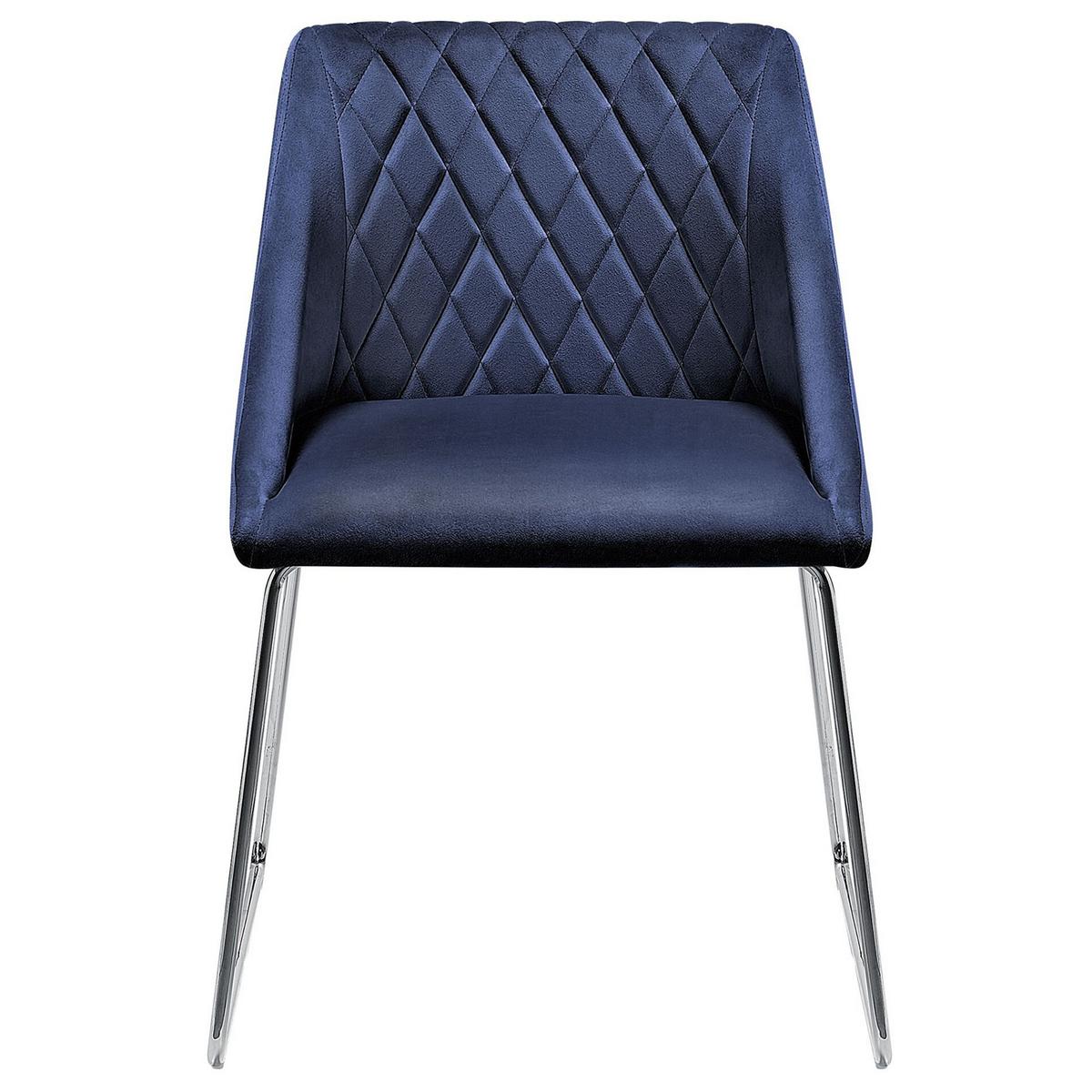 ESSZIMMERSTUHL 2er-Set Samtstoff Dunkelblau Arcata - Blau, Textil/Metall (55/79/57cm) - Beliani