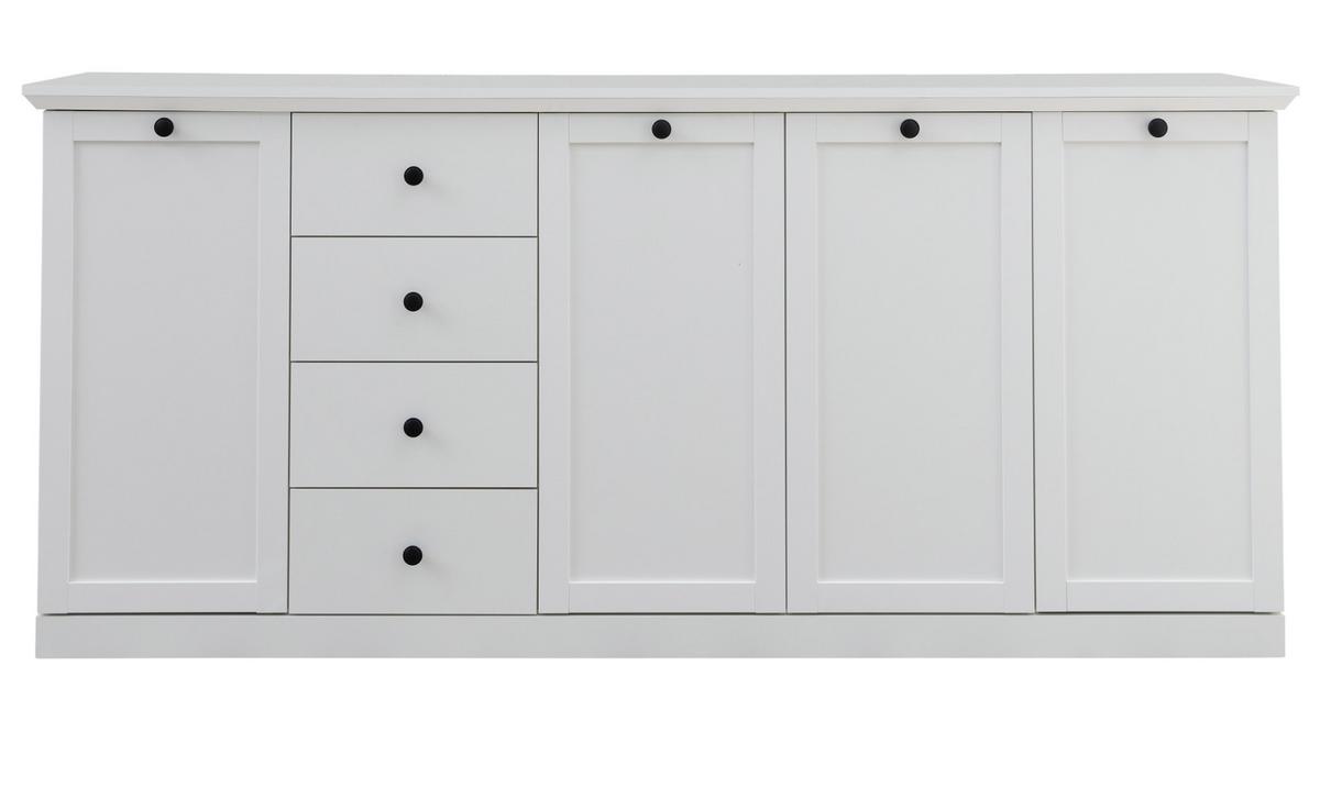 SIDEBOARD weiß, 195 x 88 cm Kommode im Landhausstil - Silberfarben/Weiß, Holzwerkstoff/Metall (195/88/41cm) - Top.Furn