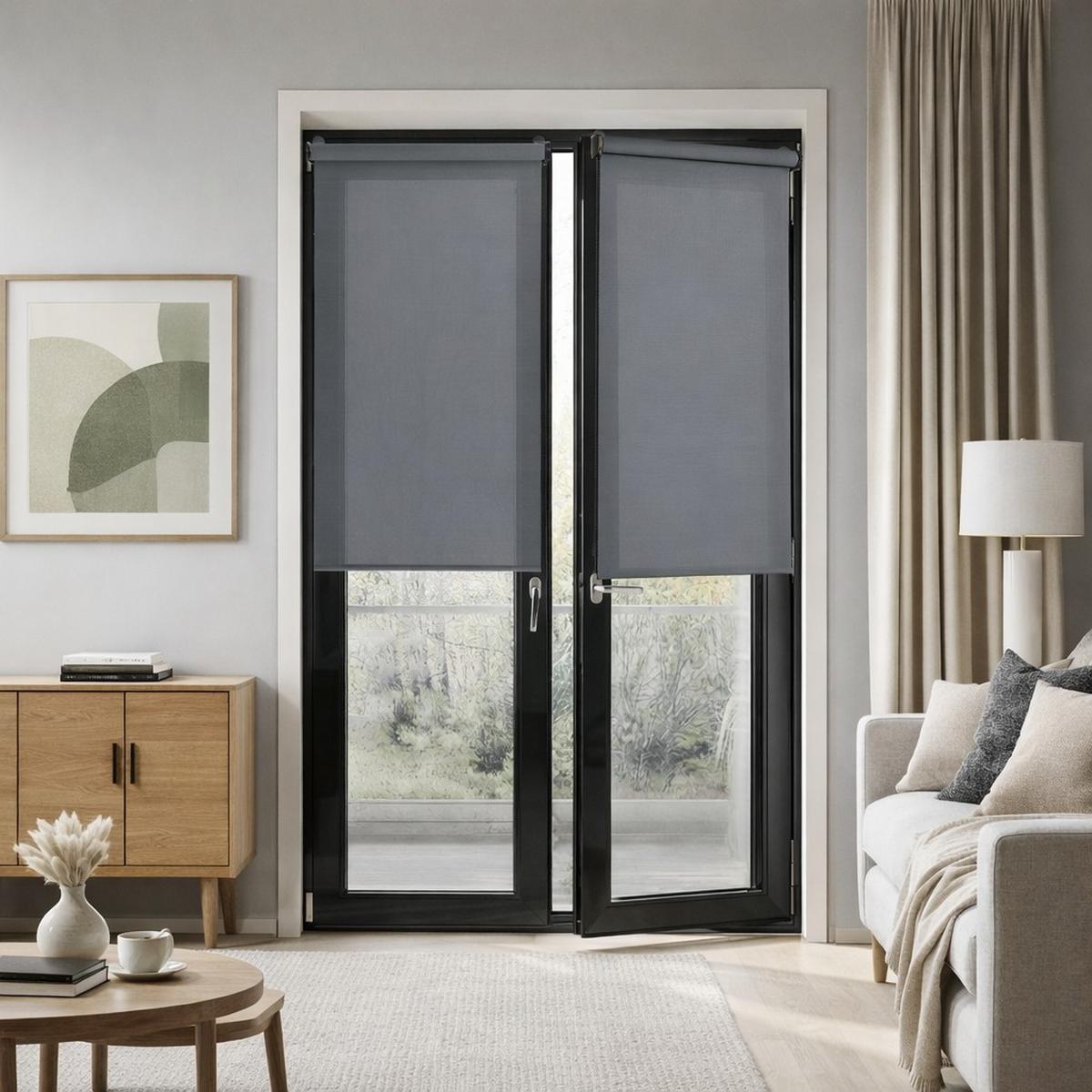 SCREEN-ROLLO Plus Easyfix Dunkelgrau 100x180 - Graphitfarben, Kunststoff (100/180/1cm) - STORESDECO