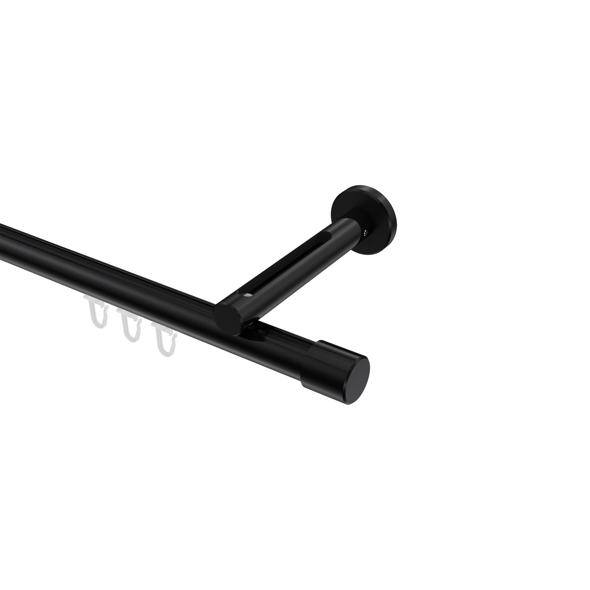 GARDINENSTANGE INNENLAUF Siteno Santo 400 cm (geteilt in 2 x 200 cm), 1-läufig, 20 mm Ø Schwarz - Schwarz, Metall (400cm) - INTERDECO