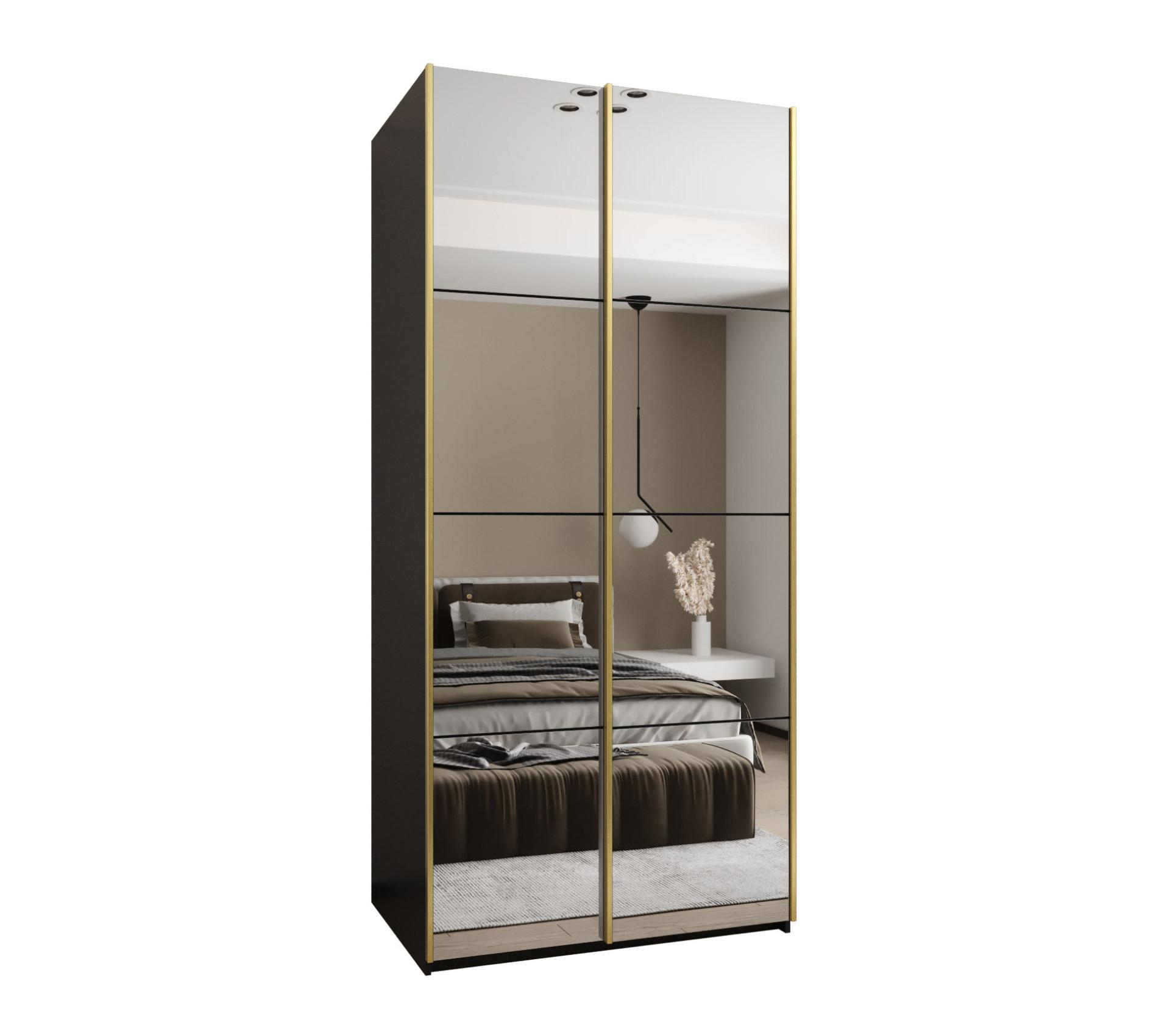 SCHWEBETÜRENSCHRANK 245,5/110/64 2-türig - Goldfarben/Schwarz, Holz/Metall (110/245/64cm) - Abiks Möbel