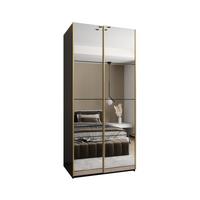 SCHWEBETÜRENSCHRANK 245,5/110/64 2-türig - Goldfarben/Schwarz, Holz/Metall (110/245/64cm) - Abiks Möbel
