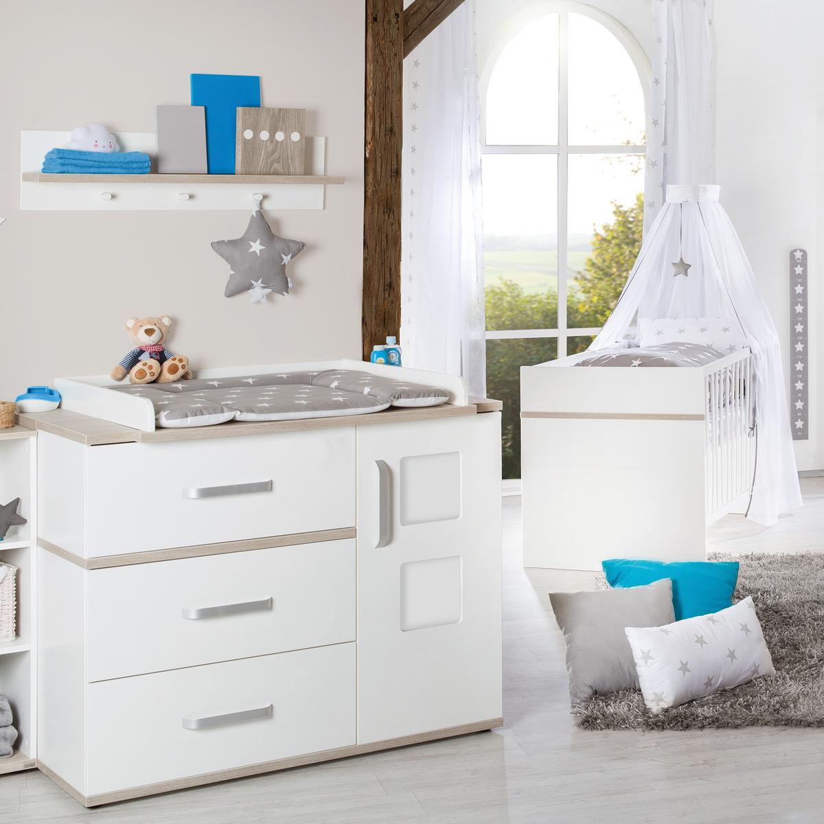 BABYZIMMER-SET Moritz mit breiter Wickelkommode 2-teilig - Weiß, Holzwerkstoff (76/81/142.5cm) - Roba