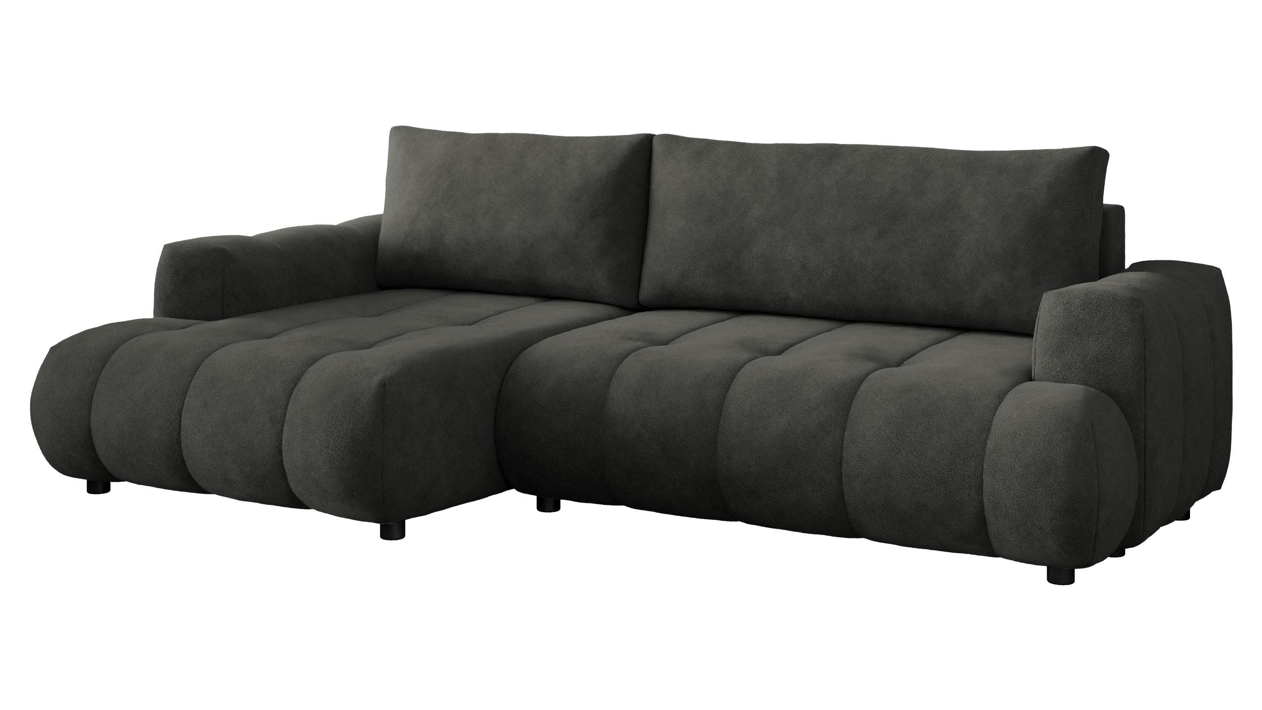 ECKSOFA Haiti, Seite: Links LC+2R - Anthrazit/Schwarz, Holz/Textil (276/156cm) - MIRJAN24