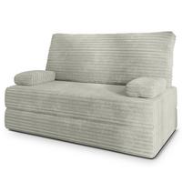 BETTSOFA LADIA aus Schaumstoff Kordstoff Hellgrau Schlaffunktion - Hellgrau, Textil (140/86/60cm) - MASSENO