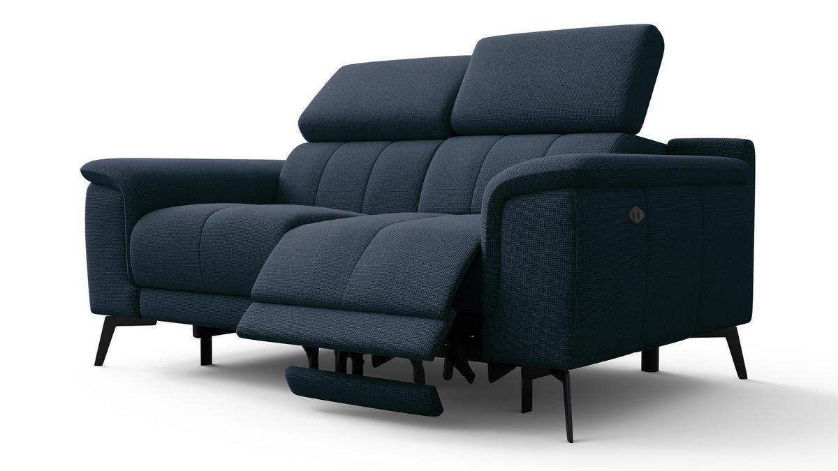 RELAXSOFA FIERO 2-Sitzer mit 2 Relaxfunktionen, dunkelblau - Schwarz/Dunkelblau, Holzwerkstoff/Textil (170/82/103cm) - Wozimo