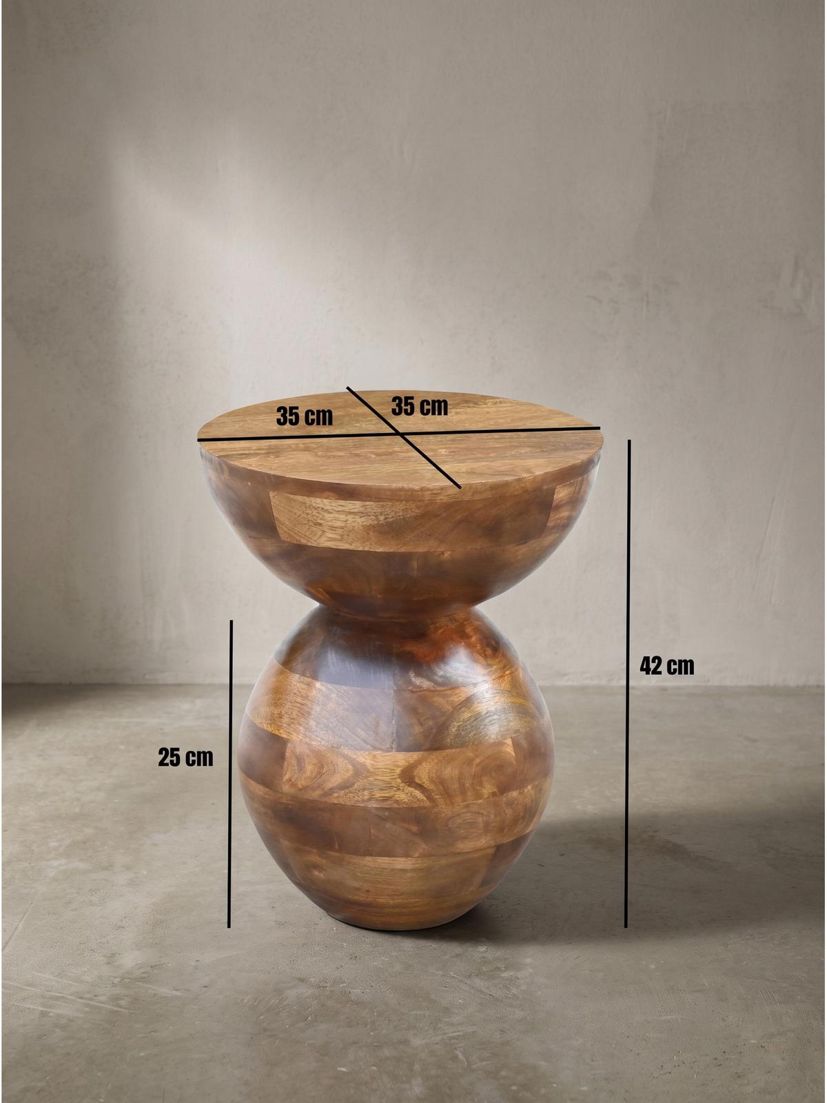 BEISTELLTISCH TERRACINA, Mango Massivholz, Ø 35 x 42 cm - Braun, Mangoholz/Holz (35/35/42cm) - KADIMA DESIGN
