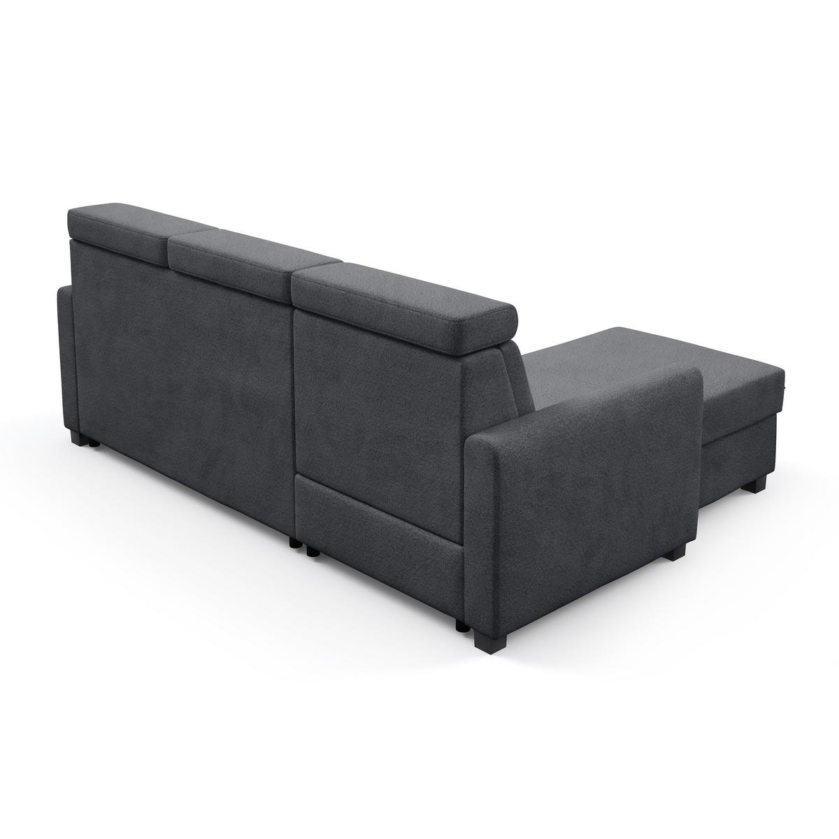 ECKSCHLAFSOFA Milano, Dunkelgrau, links - Dunkelgrau/Schwarz, Textil (217/166cm) - Beautysofa