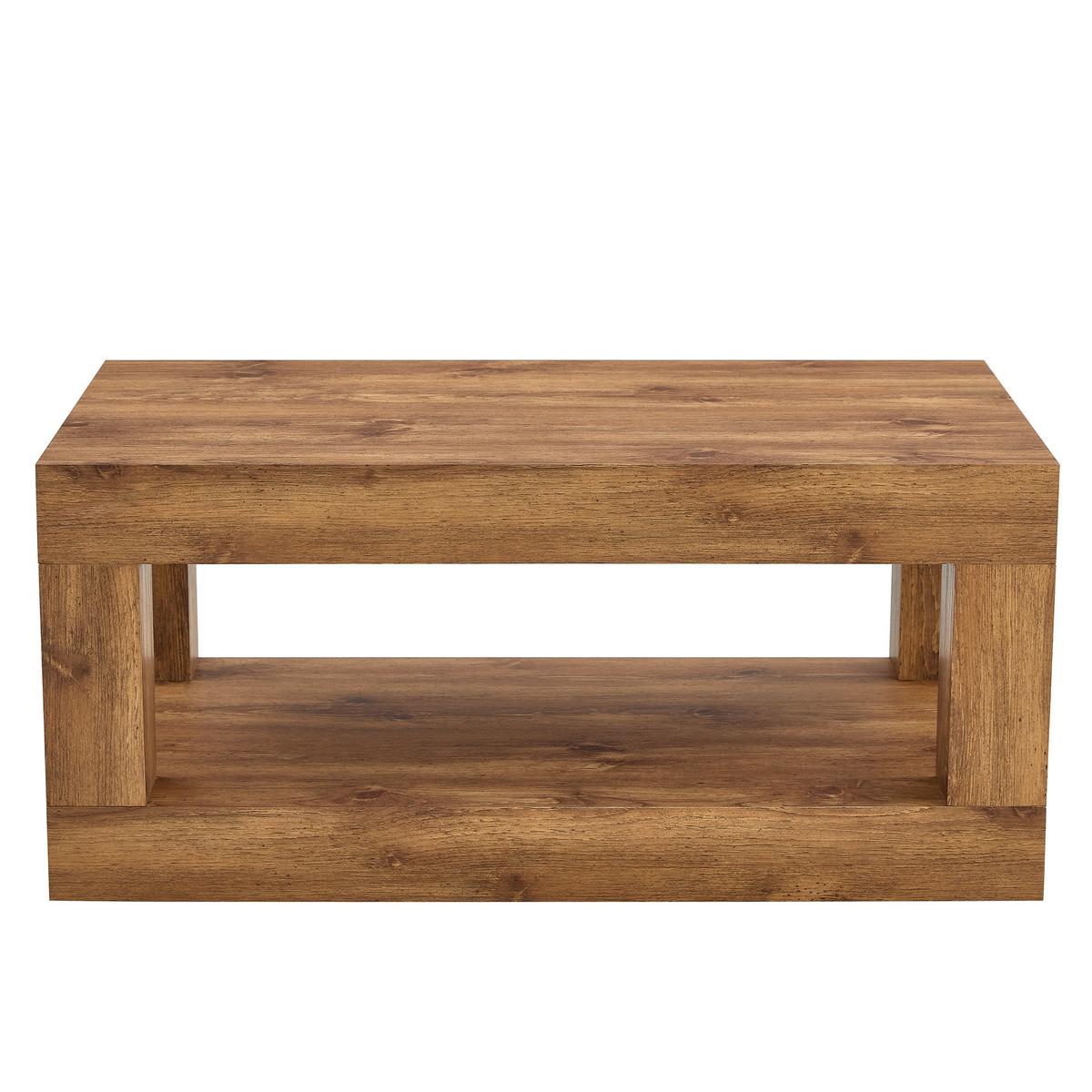 COUCHTISCH in walnuss oder naturholz, 2 ebenen & offenes regal - Naturfarben, Holzwerkstoff (53/93/45.5cm) - Urban Meuble