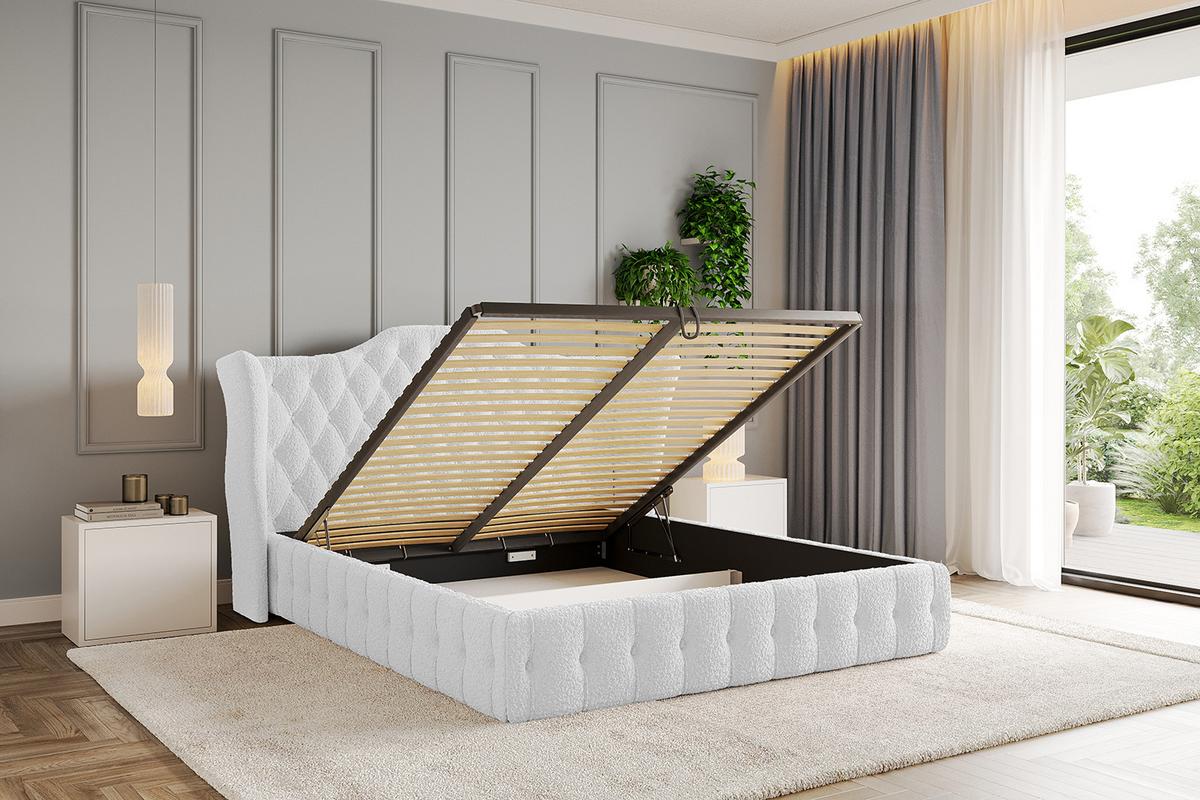 POLSTERBETT mit Bettkasten und Lattenrost, Boxbett ohne Matratze - MODY 120x200 Weiß - Weiß, Holzwerkstoff/Textil (120/200cm) - ALTDECOR