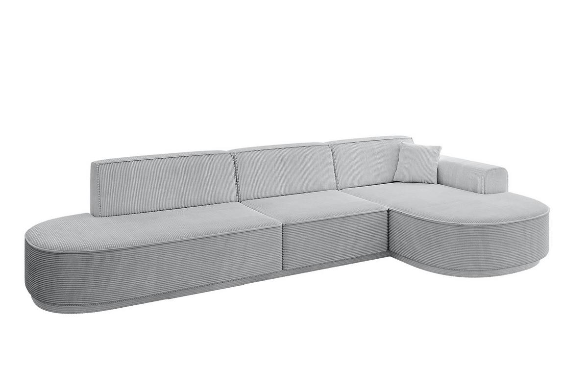 ECKSOFA Ottomane Rechts MARI-L2 - 328x171x79 cm Grau Cord - Schwarz/Grau, Holzwerkstoff/Kunststoff (171/328cm) - ALTDECOR