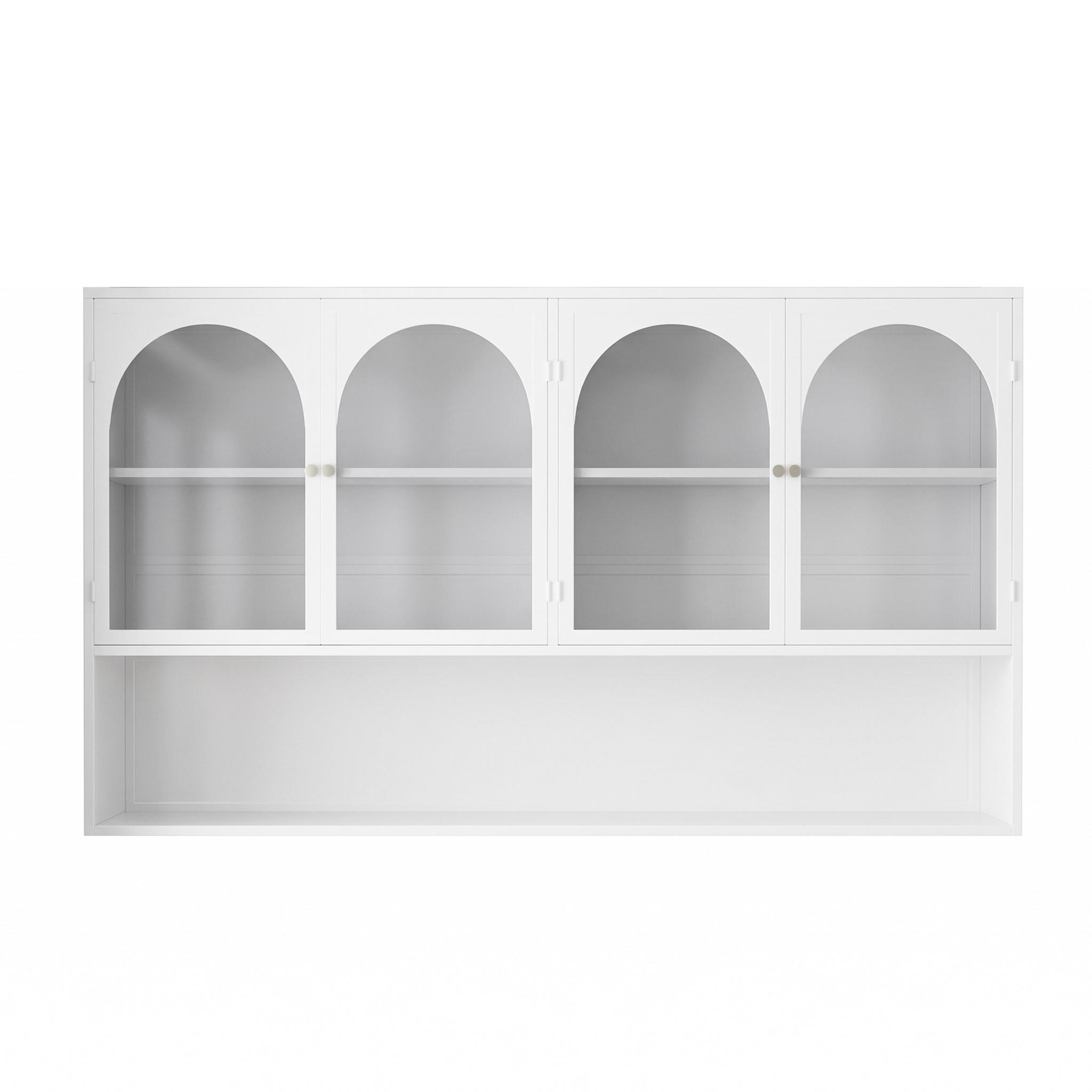 WANDSCHRANK 120cm Metall 4 Türen Graues Glas - Weiß, Metall (120/70/23cm) - Urban Meuble