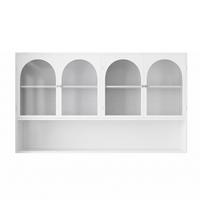 WANDSCHRANK 120cm Metall 4 Türen Graues Glas - Weiß, Metall (120/70/23cm) - Urban Meuble