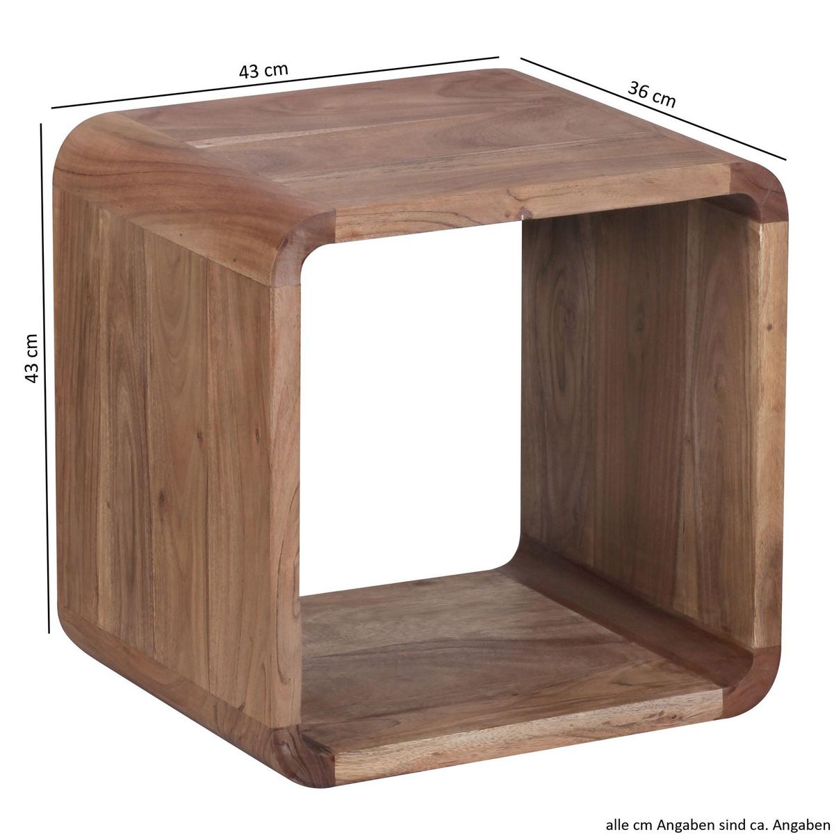 BEISTELLTISCH Set – 2-teilig Akazie Massivholz Würfelform - Braun/Akaziefarben, Holz (43/36/43cm) - KADIMA DESIGN