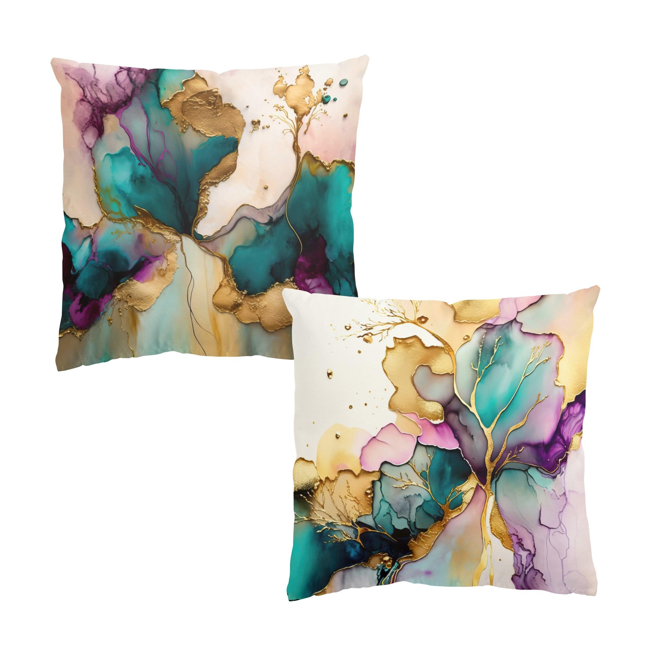 DEKOKISSEN 2er-Set Goldenes Farbspiel Duo 40/40 cm - Goldfarben, Textil (40/40cm) - Bilderwelten