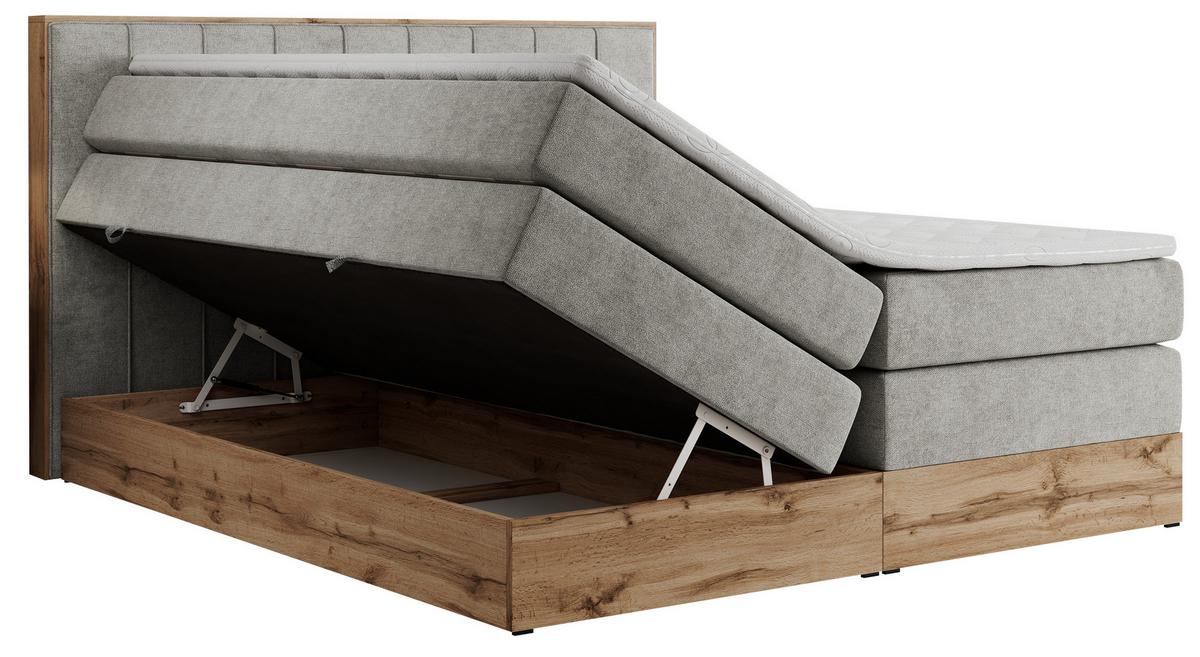 BOXSPRINGBETT BELLISSIMO KING 200/200 Hellgrau Struktur - H4 - Hellgrau, Holz/Textil (200/200cm) - MKS