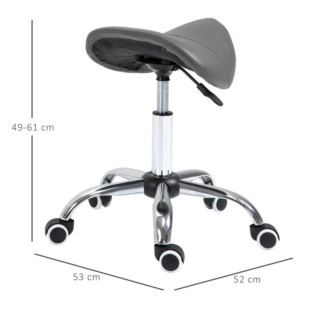 ROLLHOCKER Höhenverstellbarer Drehhocker Arbeitshocker mit Rädern Grau - Grau, Kunststoff (52/61/53cm) - HOMCOM