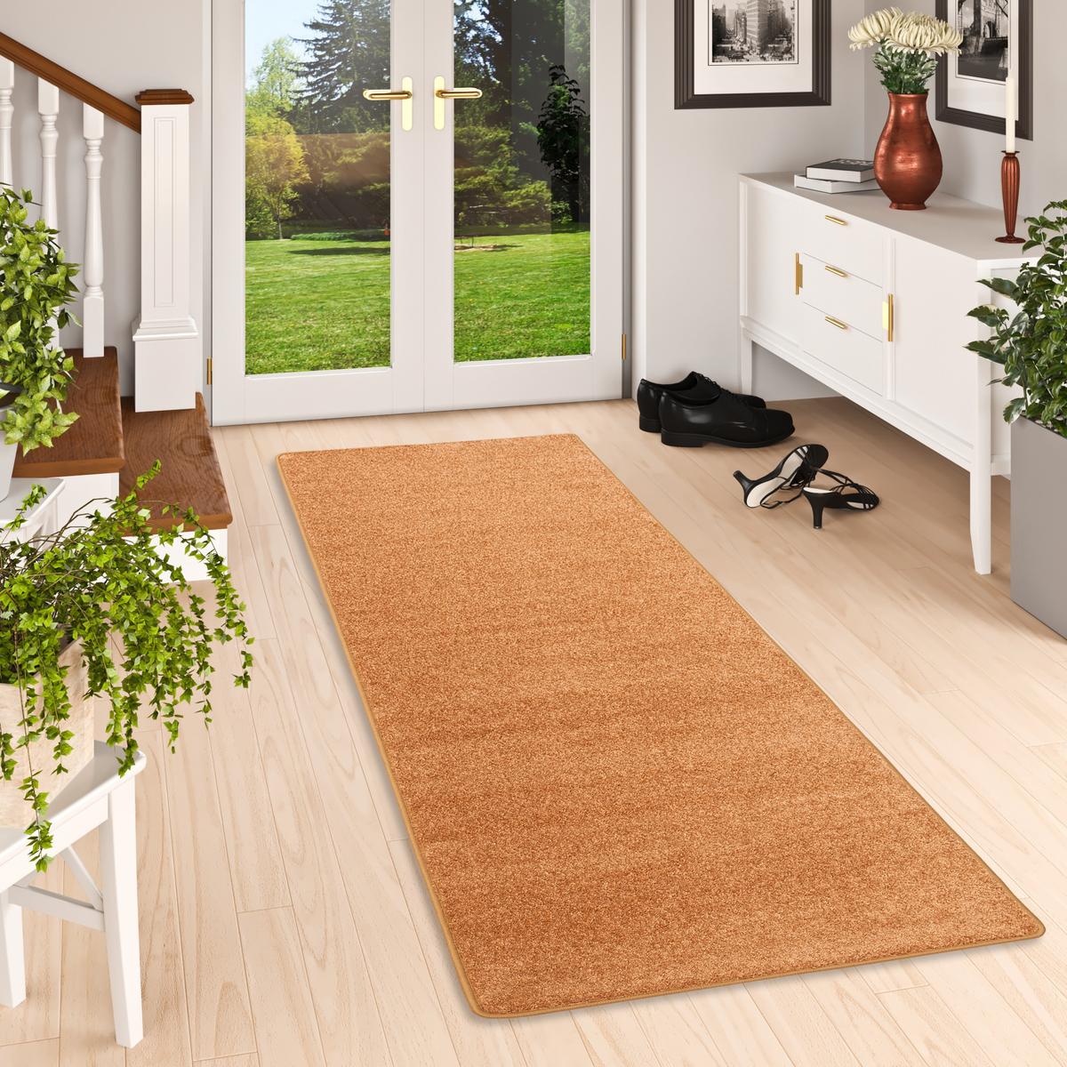 HOCHFLOR VELOURS LÄUFER TEPPICH LUNA - Terracotta, Textil (80/400cm) - Snapstyle
