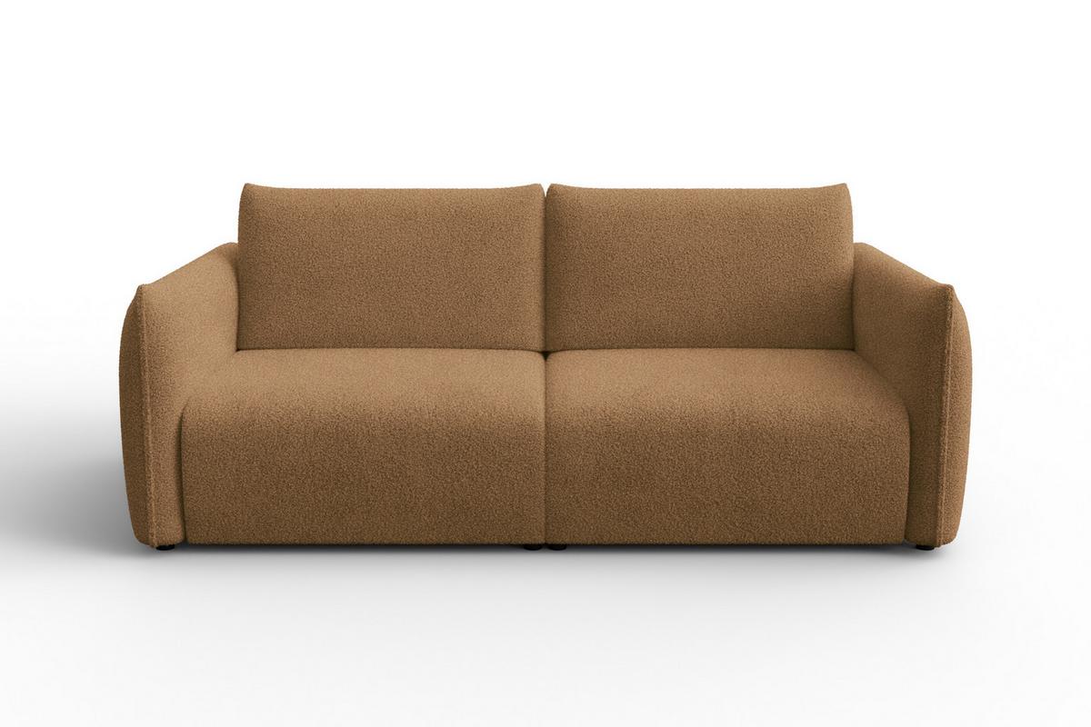 SOFA TAUER 3-Sitzer, Bouclé-Stoff braun - Schwarz/Braun, Holz/Textil (206/84/112cm) - Courtois Laville