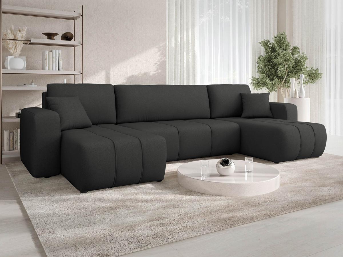 WOHNLANDSCHAFT Furyn U - Schwarz, Holz/Kunststoff (312/82/145cm) - MIRJAN24