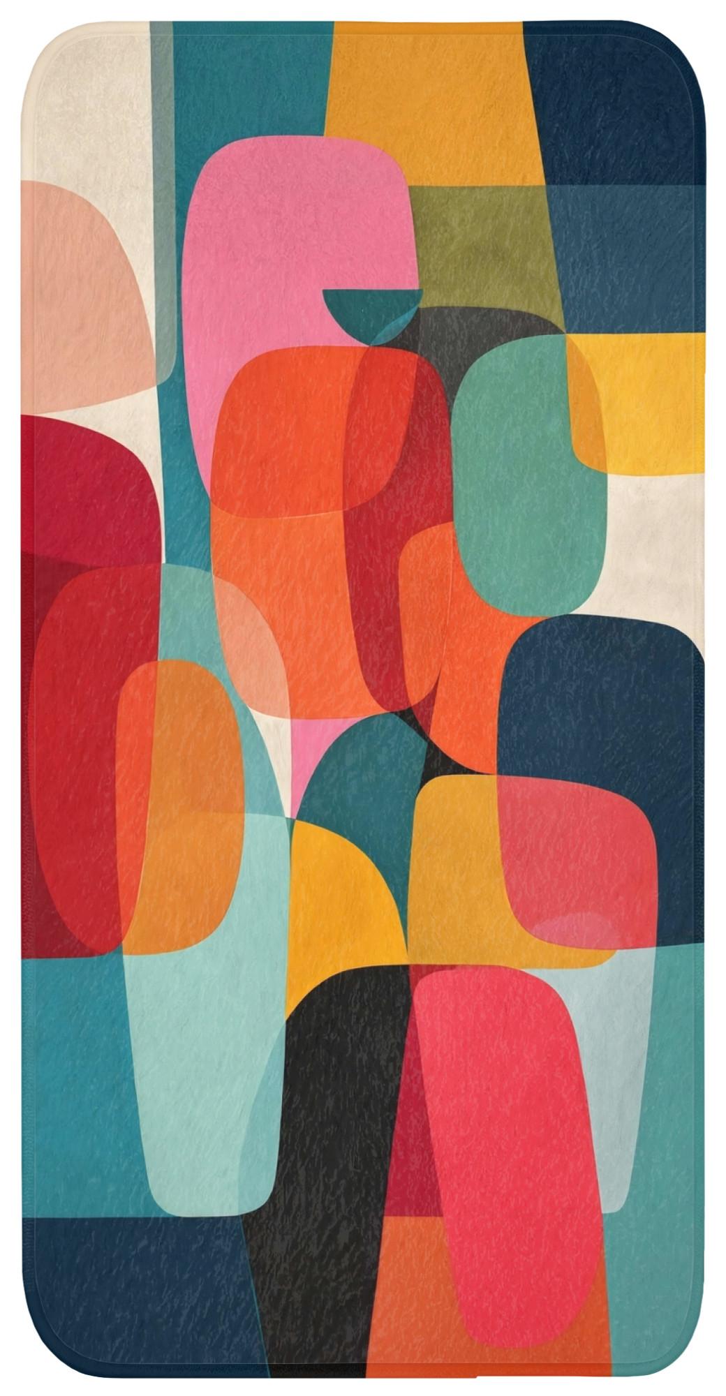 BADEMATTE Formen - Bunt - Abstrakt - Flugzeuge Badteppich 60x120 cm - Multicolor, Textil (60/120cm) - OnlyWow