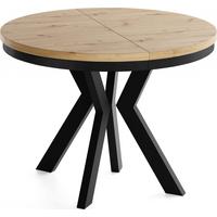 ESSTISCH Savio Neo rund ausziehbar verlängerbar, Eiche Artisan Hellbraun 80-130/80/77 cm - Schwarz/Eiche Artisan, Holz/Holzwerkstoff (80/130/77cm) - WFL GROUP