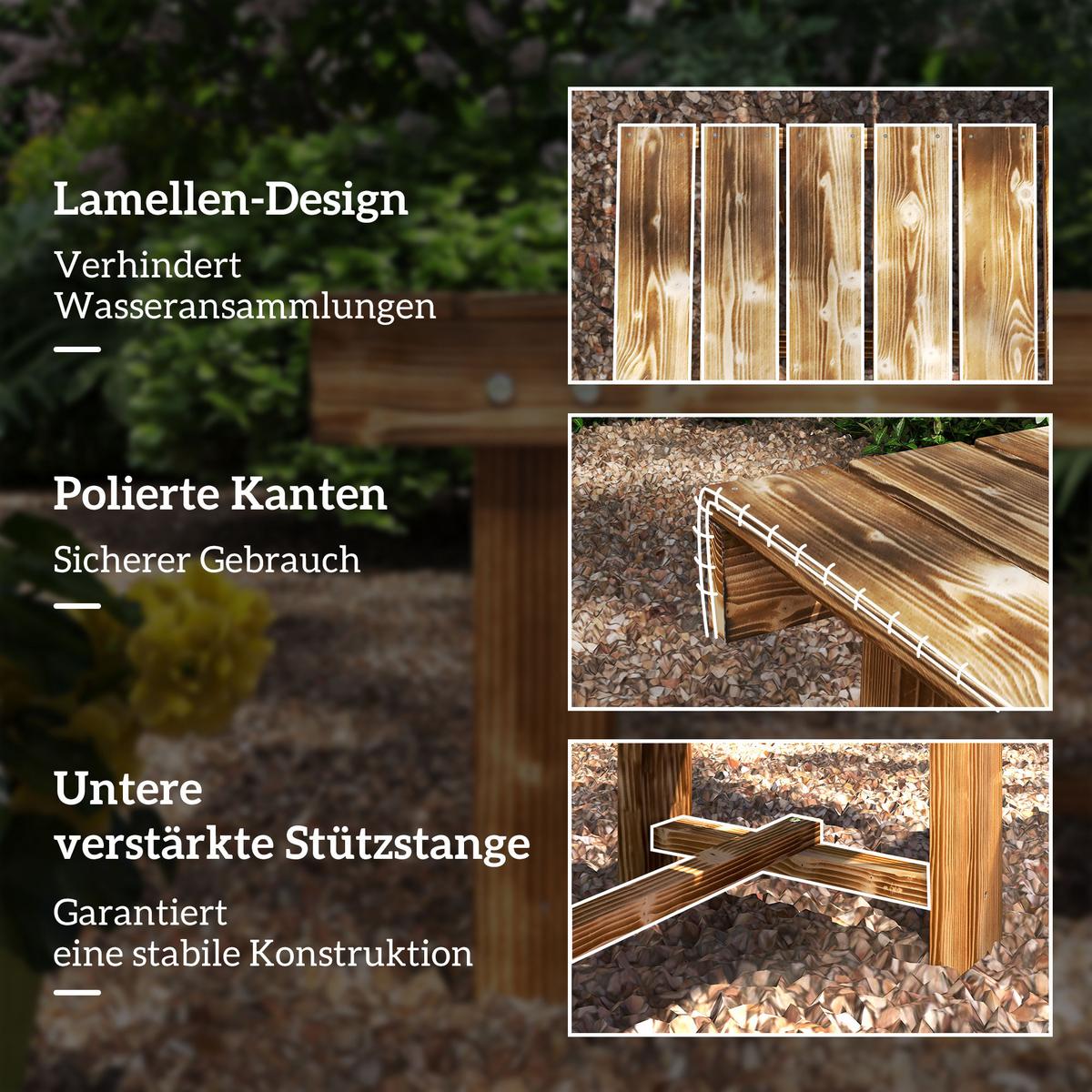 GARTENBANK, 2-Sitzer Holzbank, Gartenmöbel, Rustikale Bank, Massivholz, Dunkelbraun - Braun, Holz (38/35/110cm) - Outsunny